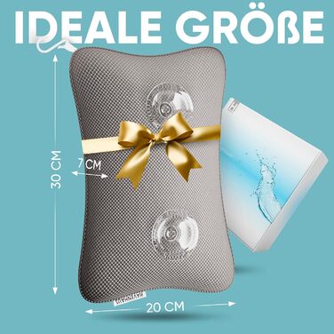 Преміум подушка для ванни сірого кольору | Подушка для ванни швидковисихаюча з великими присосками для надійного кріплення | Подушка для ванни з можливістю прання | Подушка для оптимального розслаблення шиї, сірого кольору