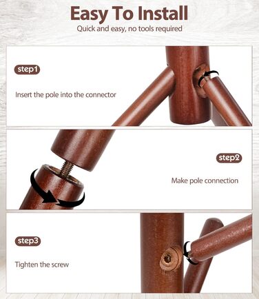 Дерев'яний вішак для одягу з буку, 9 гачків, 3 положення по висоті, для одягу, шапок, шарфів, сумок (білий/коричневий)