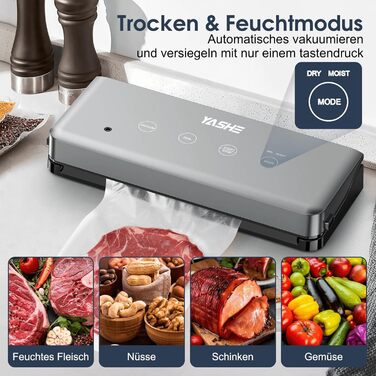 Вакууматор YASHE 5-в-1 з режимами для сухих та вологих продуктів, ширина шва 30 см, для Sous-Vide та консервації м'яса, риби, овочів та фруктів