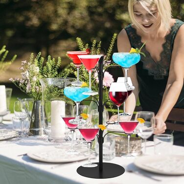 Стійка для келихів YCWF – 3 яруси, 12 келихів, для шампанського, коктейлів, маргарити (чорна)