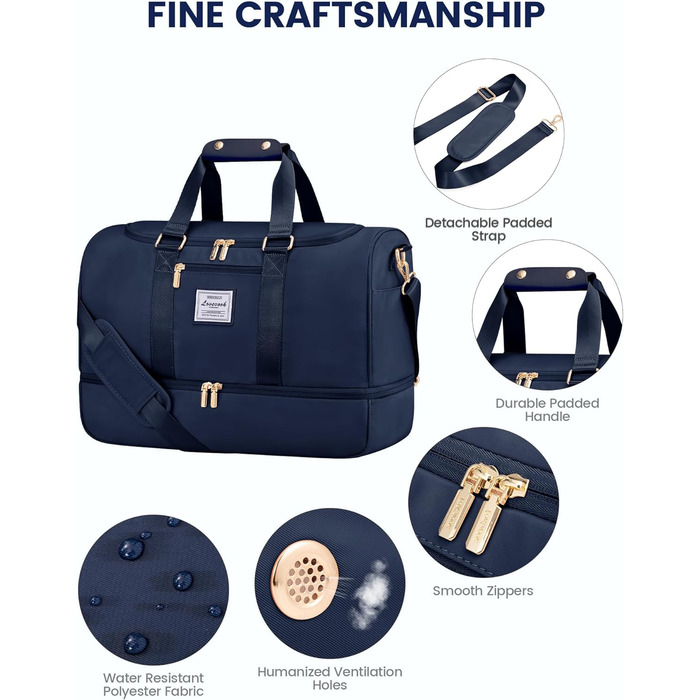 Спортивна сумка LOVEVOOK: дорожня/пляжна сумка, weekender, з кишенями для взуття та мокрого одягу, водонепроникна, для подорожей, відпочинку, спорту, зелена (L, синя)