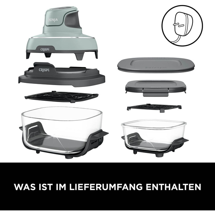 Ninja CRISPi Airfryer: Фритюрниця-конвекційна піч, 3.8 л, 4-в-1, 1700 Вт, Sage (FN101EUSTGD)