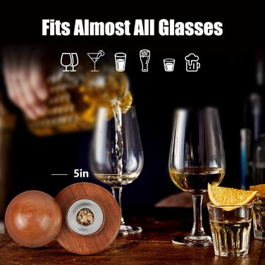 Набір для копчення напоїв Cocktail з 4 смаками, дерев'яні чіпси для віскі, набір для приготування коктейлів, інфузор для бурбону з повторно використовуваними кубиками льоду, круглий чорний