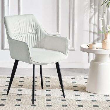 Набір обідніх крісел 6 шт. поворотні, з підлокітниками, 360°, сучасний м'який стілець з велюру, для вітальні, кухні, робочого кабінету, спальні (4, Бежевий)