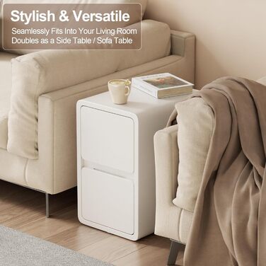 Нічний столик AQIMUELE, білий, з 2 шухлядами, 30 см, без встановлення, шкіряна поверхня