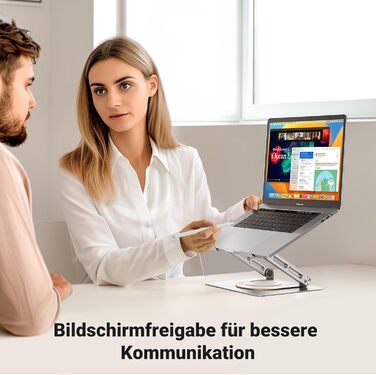 Підставка для ноутбука UGREEN 360° з регулюванням висоти, складна, сіра. Сумісна з MacBook, Air, Pro та ноутбуками 10-17.3