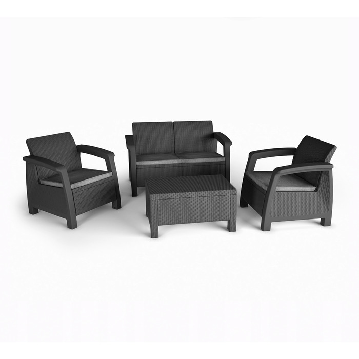 Комплект садових меблів Curver із пластику, сірий, 4 предмети