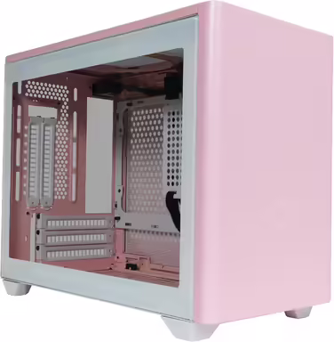 Корпус для ПК Cooler Master MasterBox NR200P Mini-ITX, загартоване скло, відмінне охолодження, вертикальне розташування відеокарти, безінструментальний доступ, рожевий Flamingo