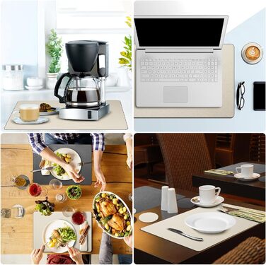 Набори підставки під тарілки 6 шт. з екошкіри, 43x30 см (червоний/бежевий)