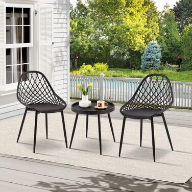 Набір меблів для балкона на 2 особи: стіл та 2 стільці, чорний колір. Регульовані ніжки, підходить для балкона, тераси та саду