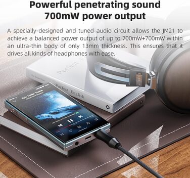 Портативний Hi-Res музичний плеєр JadeAudio / FiiO JM21 Android 13, Snapdragon 680, Bluetooth, Wi-Fi, USB DAC, 12.5 годин, небесно-блакитний
