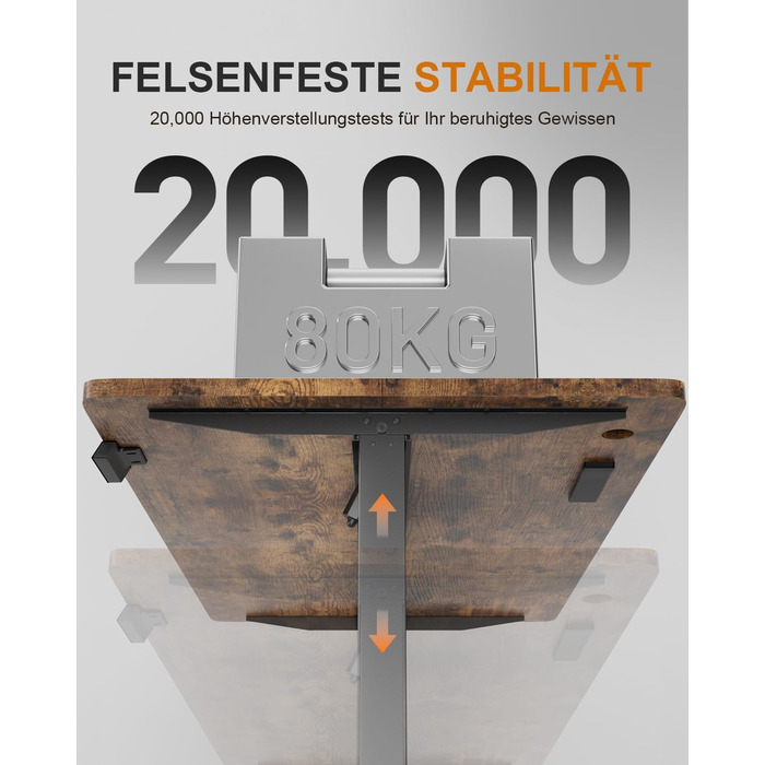 Регульований стіл з USB-портом та розеткою, 100 x 60 см. Електричний стіл, комп'ютерний стіл з пам'яттю, білий (коричневий)