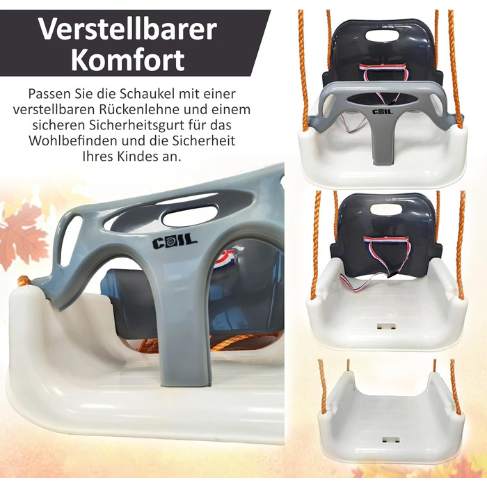 Дитяча гойдалка COIL 3-в-1 для дому та вулиці з регульованою спинкою