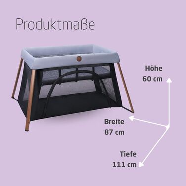 Дитяче ліжко-манеж Maxi-Cosi Iris2 2-в-1, 0-3 роки, до 15 кг, сірий, компактне, легке, з розширеною матрацом