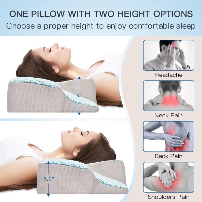 Подушка для шиї FEELIKEY з Memory Foam: охолоджуюча подушка для шийного відділу хребта та болю в плечах - ергономічна ортопедична подушка для сну на боці, спині та животі