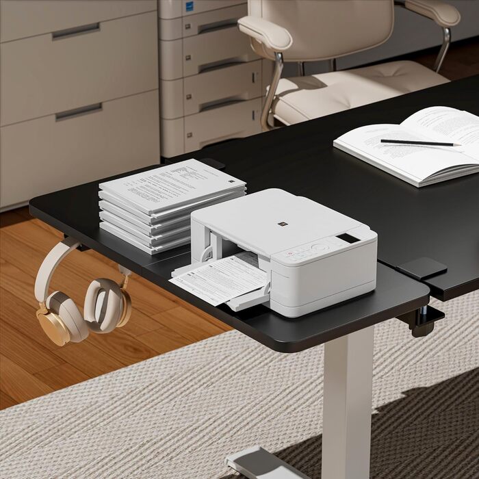 Підставка для ноутбука на стіл ергономічна, 700x300 мм, з підставкою для клавіатури та регульованою підлокітником, чорна | Розширювач столу для дому та офісу