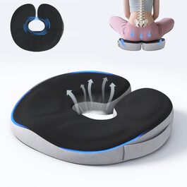 Ортопедична подушка-кільце з ефектом пам'яті для копчика та куксицевого відділу, протигеморройна та протипролежнева подушка для вагітних та реабілітації (Чорна)