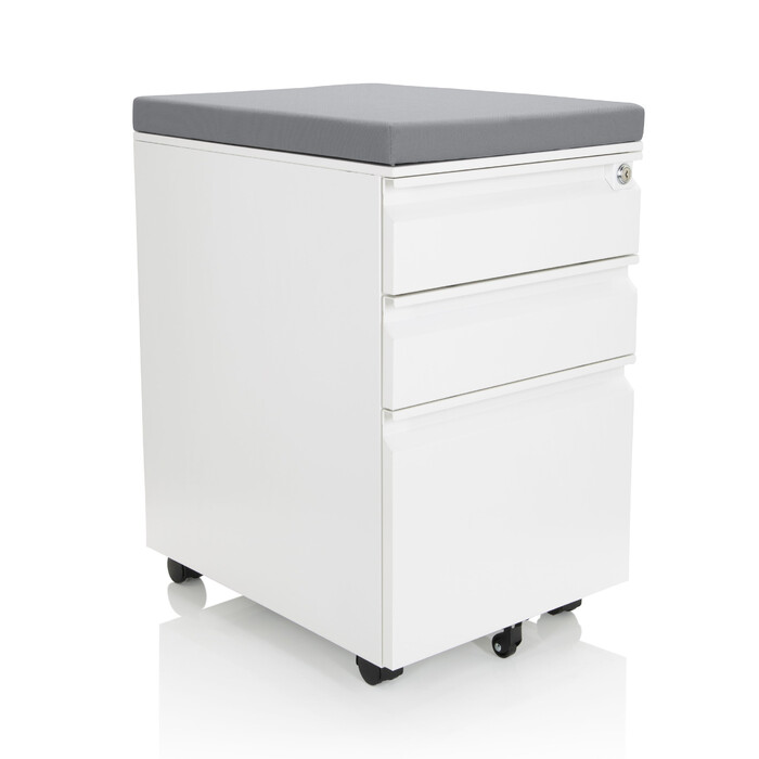 Контейнер на колесах COLOR OS Metall weiß з сірим м'яким сидінням hjh OFFICE