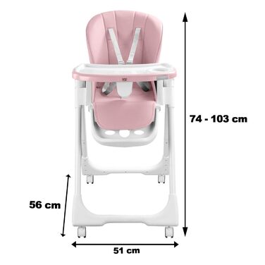 Дитячий стільчик для годування Baby Vivo Kinder Hochstuhl з регулюванням висоти та функцією гойдання, колір Cool Mint (Bubblegum)