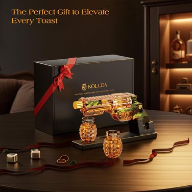 Набір для віскі Kollea з декальком та склянкою у формі гранати. Подарунок для чоловіків, батька, друга, військових. Віскі-набір у камуфляжі.