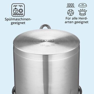 Каструля KHG 14 см з нержавіючої сталі, 1,5 л, індукційна, для всіх типів плит, з високим бортиком