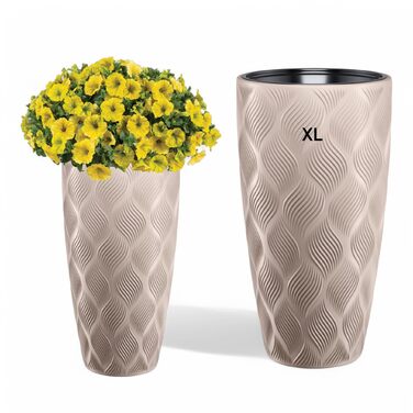 Горщик для квітів MELTOM Blumenkübel – круглий, знімний вкладиш, 3D-декор, бежевий (Taupe), XL