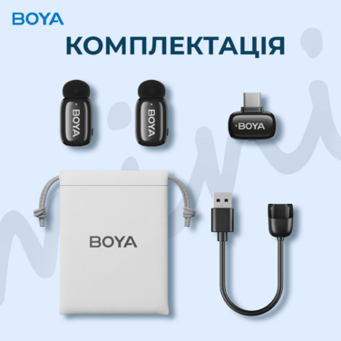 Бездротовий петличний мікрофон BOYA mini-23 Type-C Black