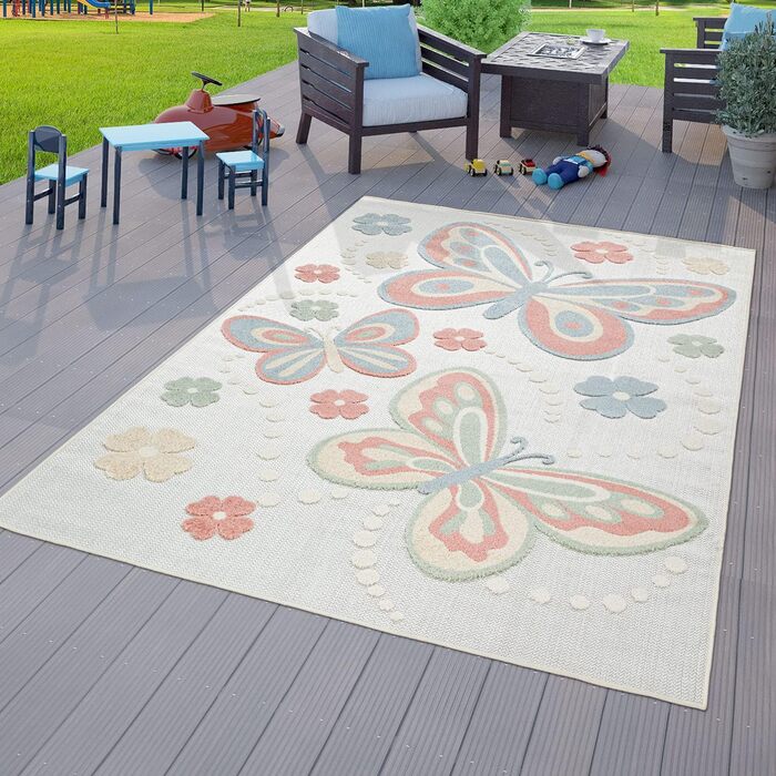Дитячий килим для дитячої кімнати Дитячий ігровий килимок Дизайн метеликів барвистий, розмір (80 х 150 см)