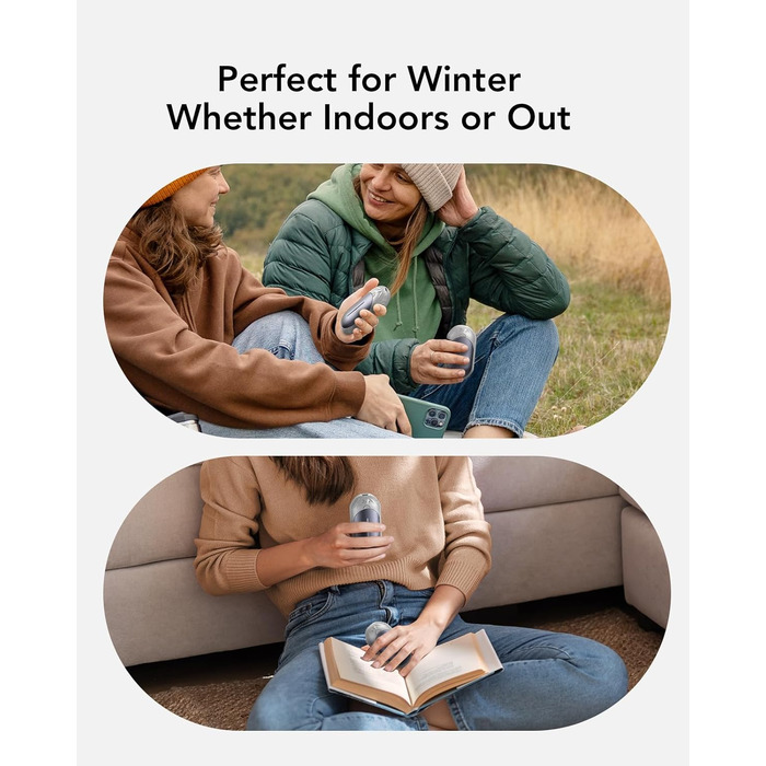 Портативні електричні грілки для рук 2 шт. 3000mAh, USB-C, 3 температурні режими (35-55°C), швидкий нагрів, для активного відпочинку, кемпінгу, подарунок, сріблясто-сірий M