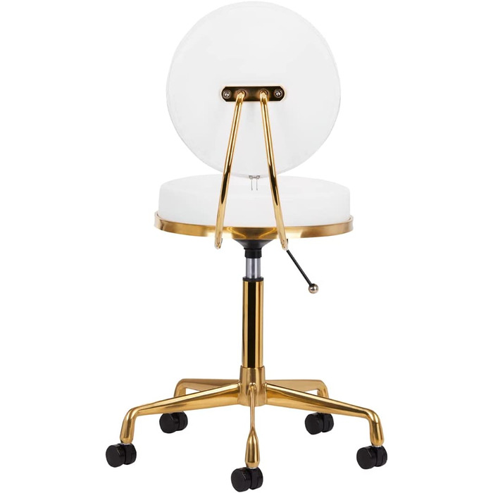 Косметичний стілець стілець на коліщатках робочий стілець H5 Золотий Білий