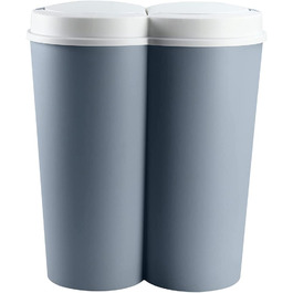 Сміттєва корзина Deuba 50L, подвійна система поділу на 2 відсіки, 2x25l, автоматична кухонна сміттєва корзина, сміттєва корзина, сміттєва корзина (синя)