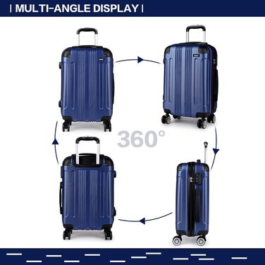 Набір валіз KONO Zwillingsrollen 3шт. (M-L-XL) з ABS-пластику, темно-синій