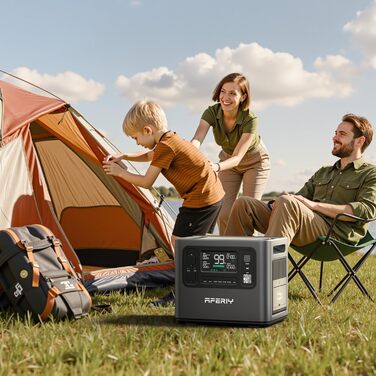 Портативна електростанція AFERIY 3840Wh з LiFePO4 акумулятором, USV, 3x230V AC (7200W Peak), 2200W швидка зарядка, для кемпінгу та подорожей