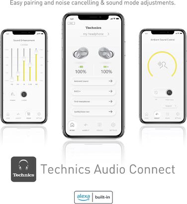 Навушники-вкладиші Bluetooth Technics EAH-AZ40E-S, мікрофон, відтворення 7.5 год, сріблястий