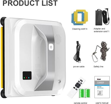 Робот-мийник вікон Topchances - розумний робот для миття скла з керуванням через додаток та пультом. Автоматичний миття вікон для дому та вулиці, підходить для високих вікон та стель. Магнітний, білий.