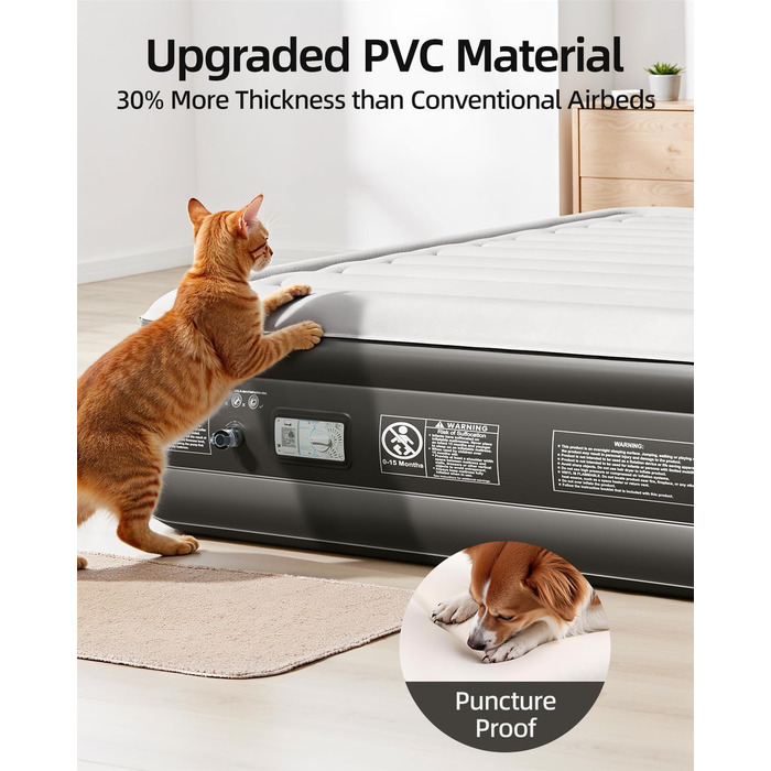 Надувне ліжко CHILLSUN® для 2 осіб, 203x152x46 см, з електричним насосом, водонепроникне, для кемпінгу та гостей