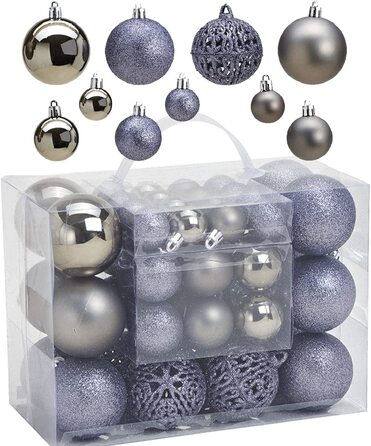 Набір з 14 різдвяних куль WOMA-50 і пластикові різдвяні кулі-сріблястий, червоний, бронзовий / мідний і багато іншого. - Прикраси для різдвяної ялинки і ялинкові прикраси (50, сірий)