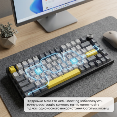 Дротова механічна клавіатура Ajazz AK820 Sea Salt Switch Black (AK820-SS-BGY)