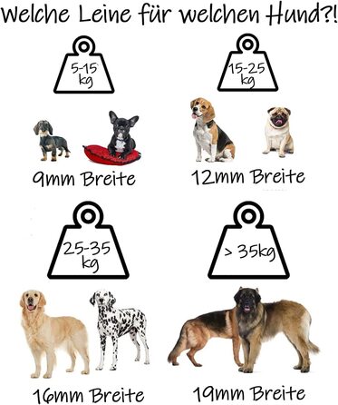 Повідець для собак з біотану - від 9 до 19 мм, від 1,25 до 2 м, короткий Повідець з ремінцем на зап'ясті - більше 30 кольорів, довжина від 9 до 19 мм, Довжина від 1,25 до 2 м, повідець для маленьких і великих собак.