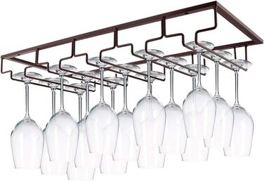 Підставка для келихів з дроту під шафу MOCOUM, 5 рядів, коричнева