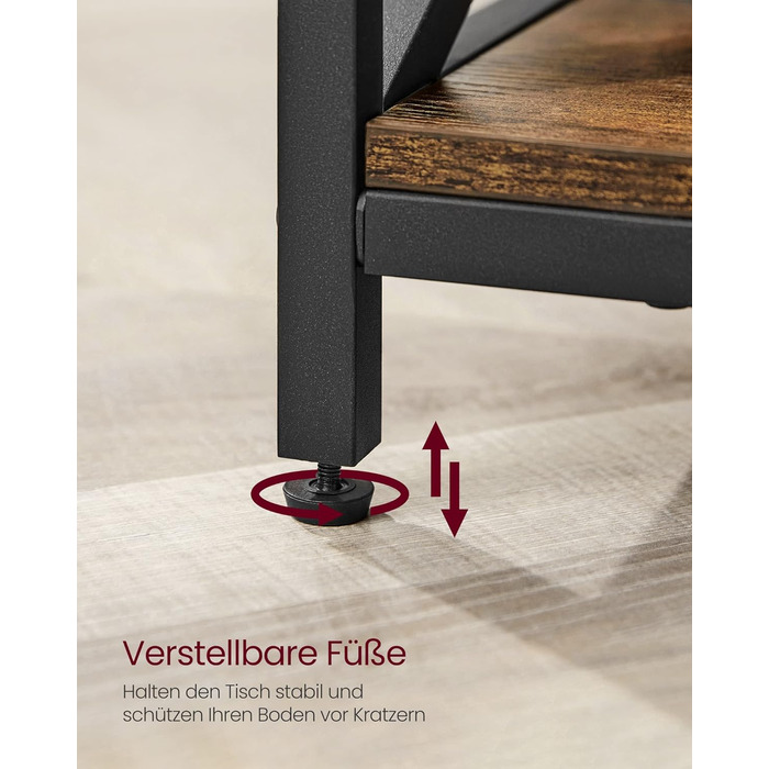 Журнальний столик VASAGLE, регульований по висоті стіл для вітальні, журнальний столик, відкрите і приховане місце для зберігання, X-подібні стійки, 60 x 100 x (48-62) см, вінтажний коричнево-чорний LCT205B01 60 x 100 x (48-62) см вінтажний коричневий чор
