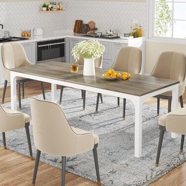 Стіл Tribesigns для кухні та вітальні, 200x70x75 см, промисловий стиль, масив дуба