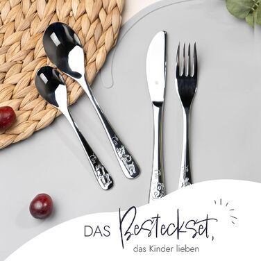 Дитячий столовий прилад WMF Safari з гравіюванням імені - індивідуальний столовий прилад WMF з гравіюванням, персоналізований подарунок - хрещення, персоналізовані ідеї подарунків для дівчаток та хлопчиків - дитячий набір столових приладів на 4 особи