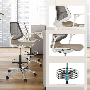 Офісне крісло / Барний стілець TOP WORK STYLE, тканина бежевого кольору, hjh OFFICE