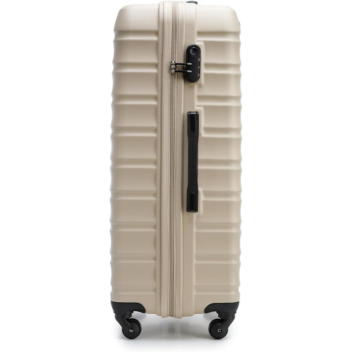 Набір валізWITTCHEN 3 в 1: велика, середня та маленька валіза на колесах з ABS-пластику, з кодовим замком, Groove Line (Бежевий)