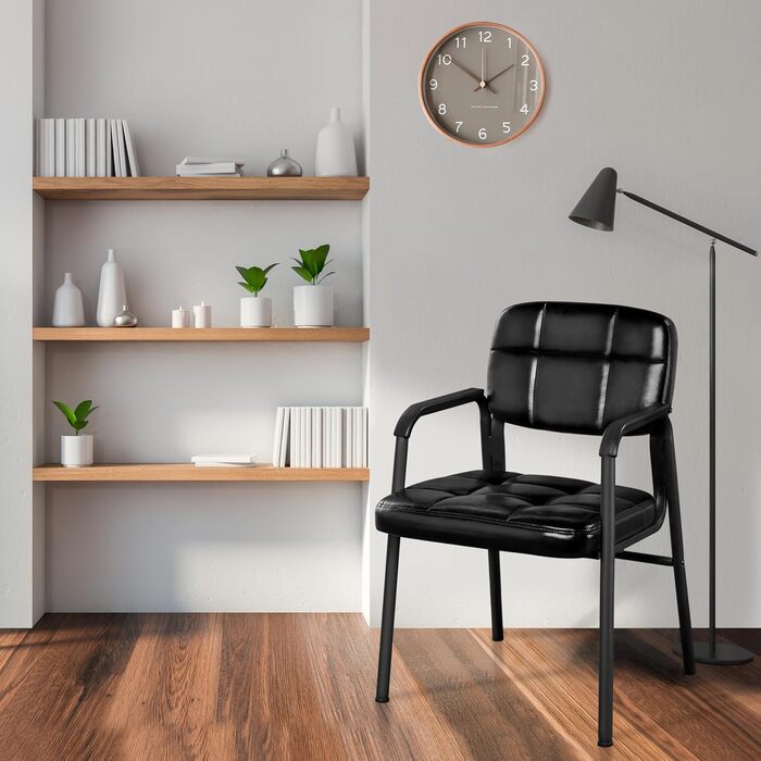 Крісла для вітальні Yaheetech – 6 шт. з підлокітниками та спинкою, штучна шкіра, чорні. Розміри: 58x60x85 см