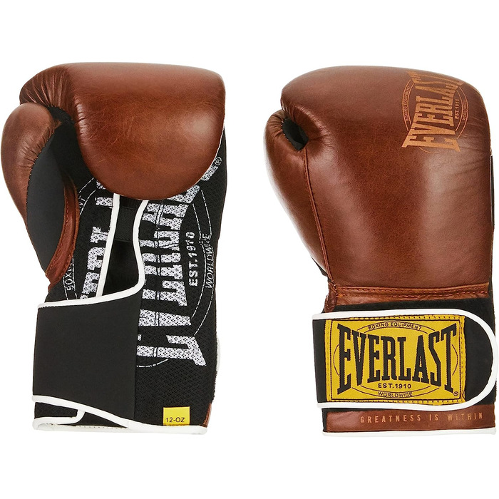 Боксерські рукавички унісекс Everlast для дорослих 1910 класичні тренувальні рукавички (коричневий, 14 унцій)