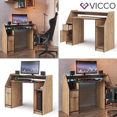 Ігровий стіл Vicco Joel, 123,2 x 45 см (123,2 x 90 см, дуб Goldkraft)