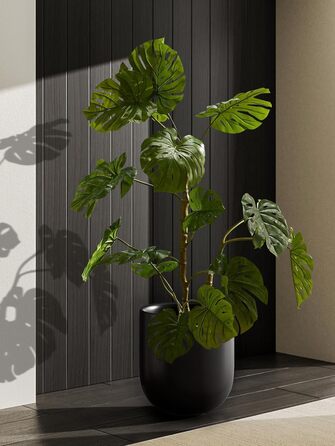 Керамічний горщик для квітів LE TAUCI, 30 см, чорний, з дренажним отвором