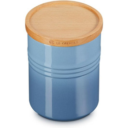 LE CREUSET Контейнер для зберігання середнього розміру з дерев'яною кришкою, кераміка, 540 мл, 10 см, Chambray, 1.1 л Kirschrot